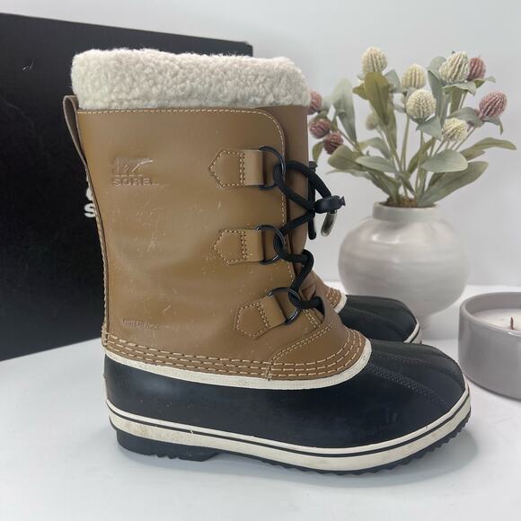 Sorel Yoot Pac TP Waterproof Boot Nylon Sherpa Black NY1963-013 Youth 5 Tried On - Picture 3 of 9